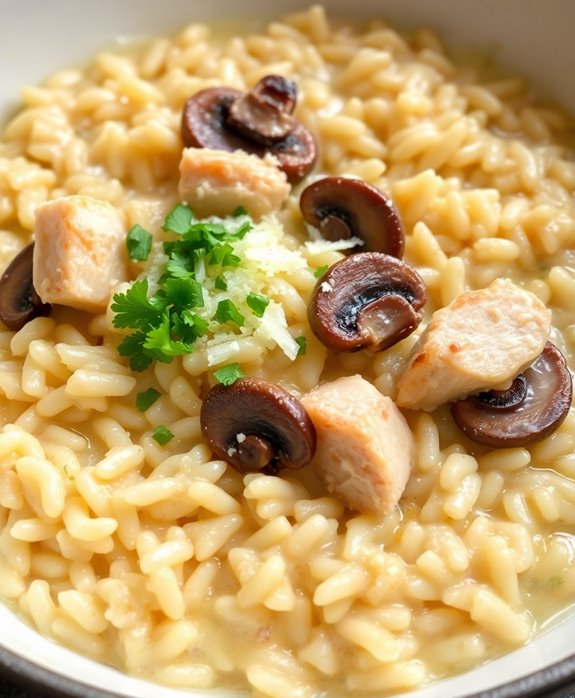 creamy chicken mushroom risotto