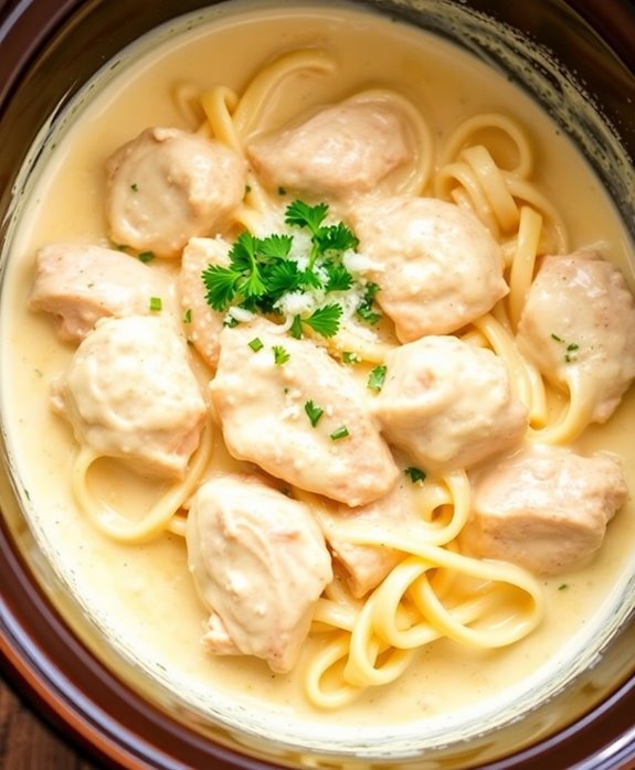 creamy crockpot chicken alfredo