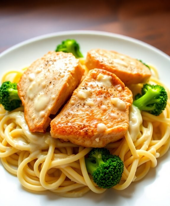 delicious chicken broccoli alfredo