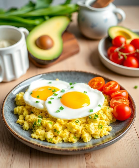 healthy scrambled eggs avocado