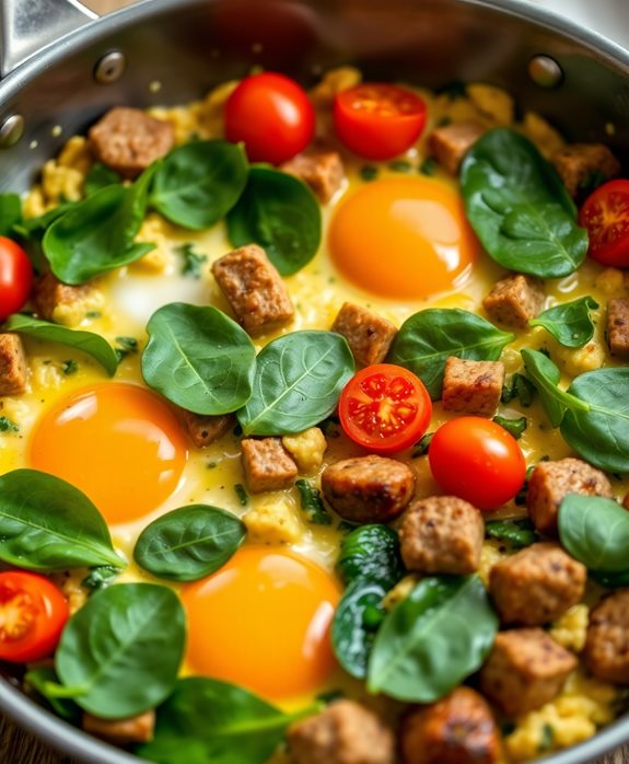 healthy turkey spinach scramble