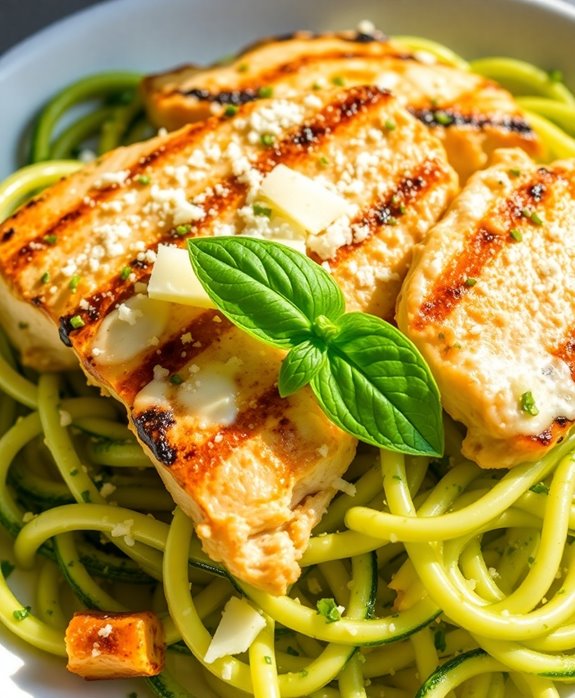 low carb pesto chicken noodles