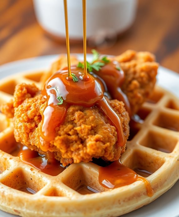 sweet savory chicken waffles