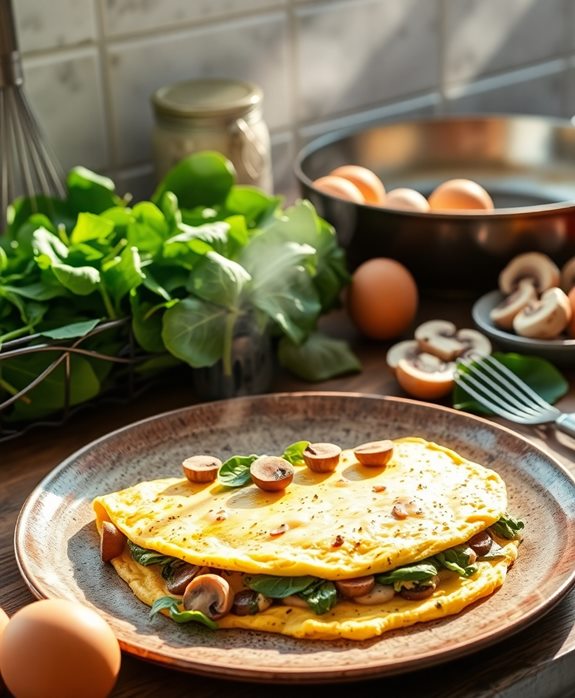 wholesome spinach mushroom omelette