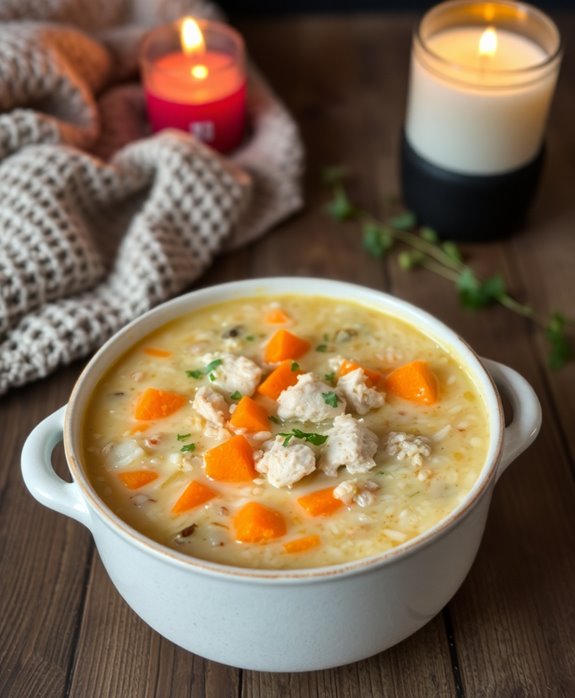 cozy chicken rice soup