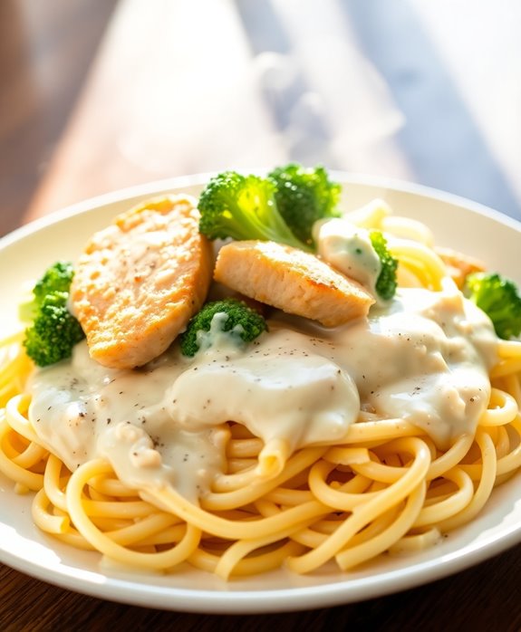 creamy chicken broccoli alfredo