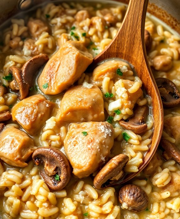 creamy chicken mushroom risotto