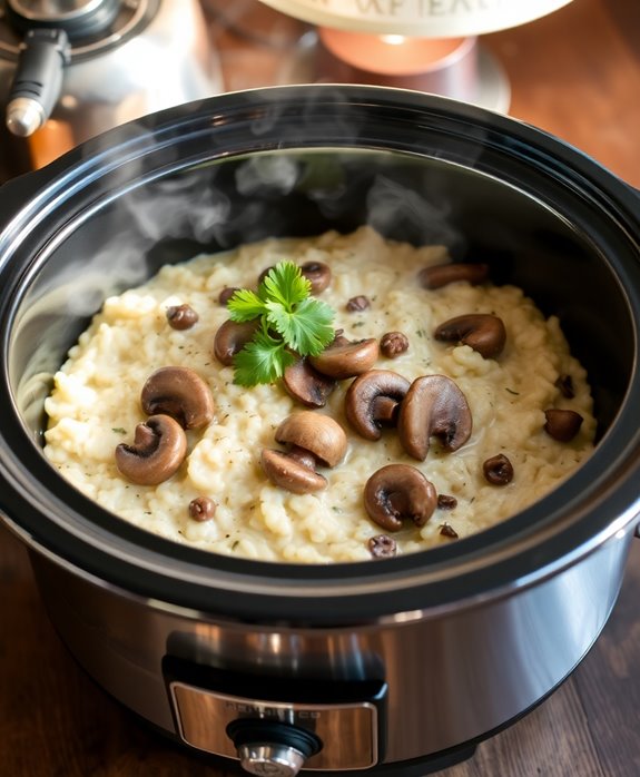 creamy crockpot mushroom risotto