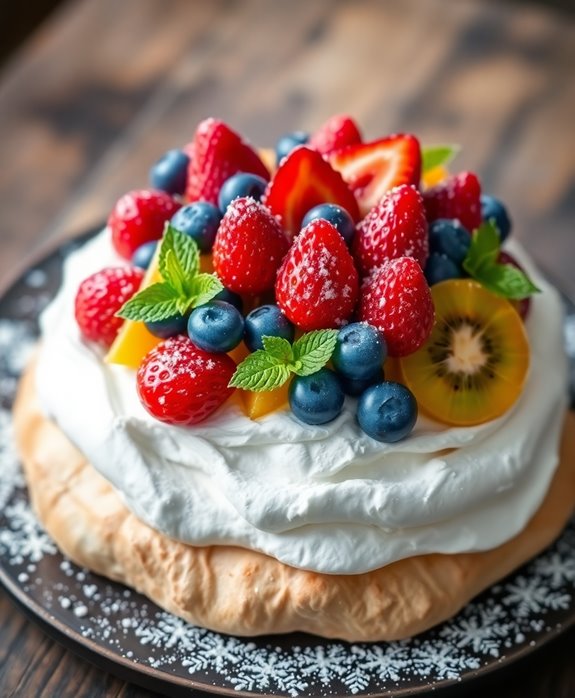 crisp meringue fruit dessert