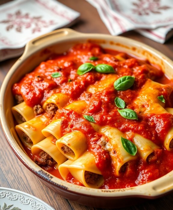 delicious beef cheese manicotti