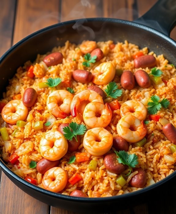 flavorful shrimp sausage jambalaya