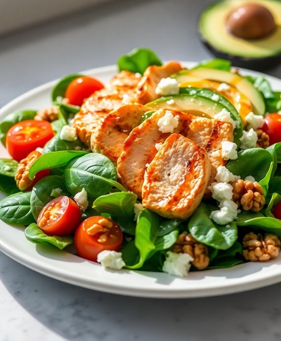 healthy chicken spinach salad