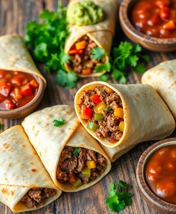 homemade tex mex beef burritos