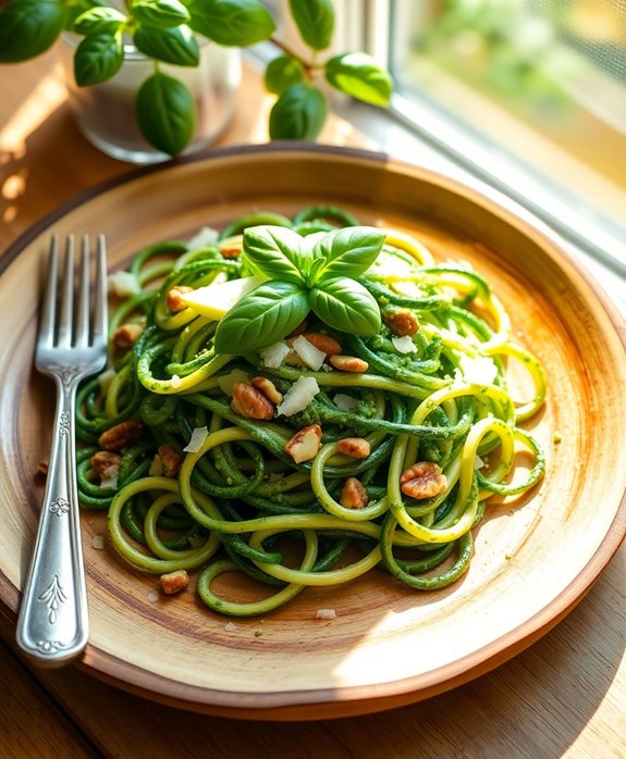 low carb zucchini noodles pesto