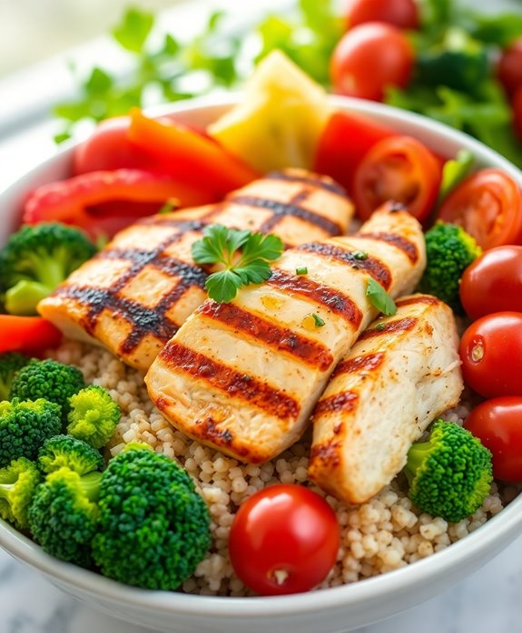 nutritious chicken quinoa bowl