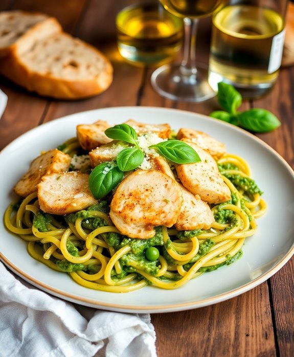 quick chicken pesto pasta