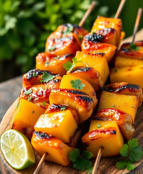 tropical grilled chicken skewers